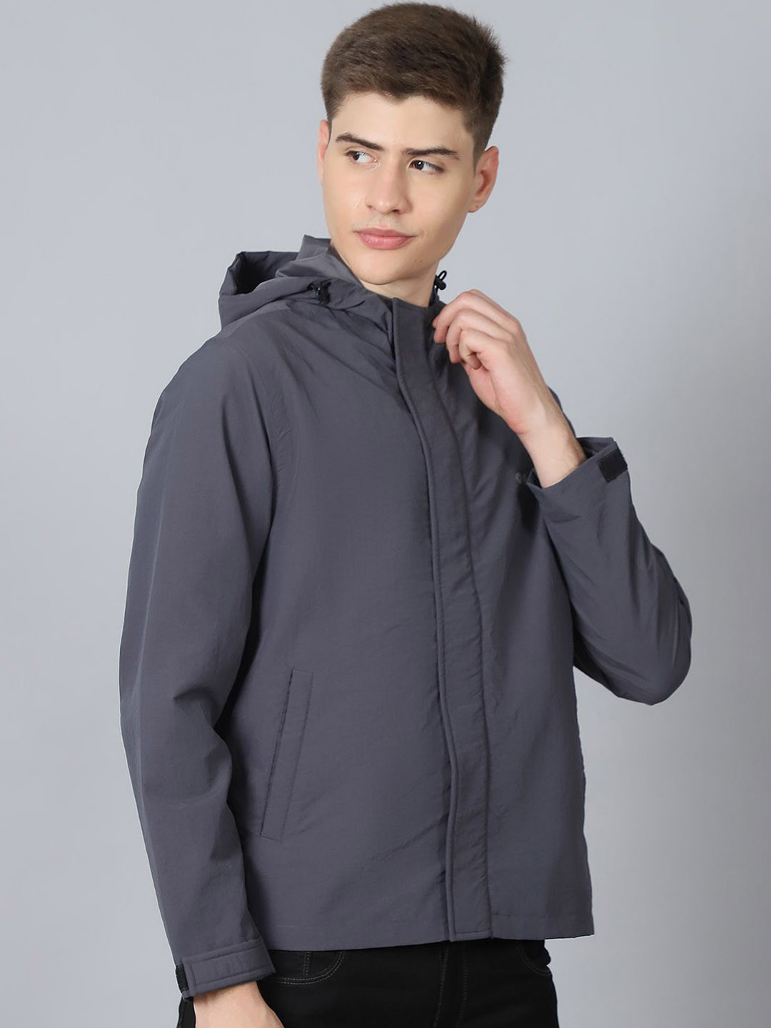 

HOUSE OF VEDAS Waterproof Hooded Rain Jacket, Grey