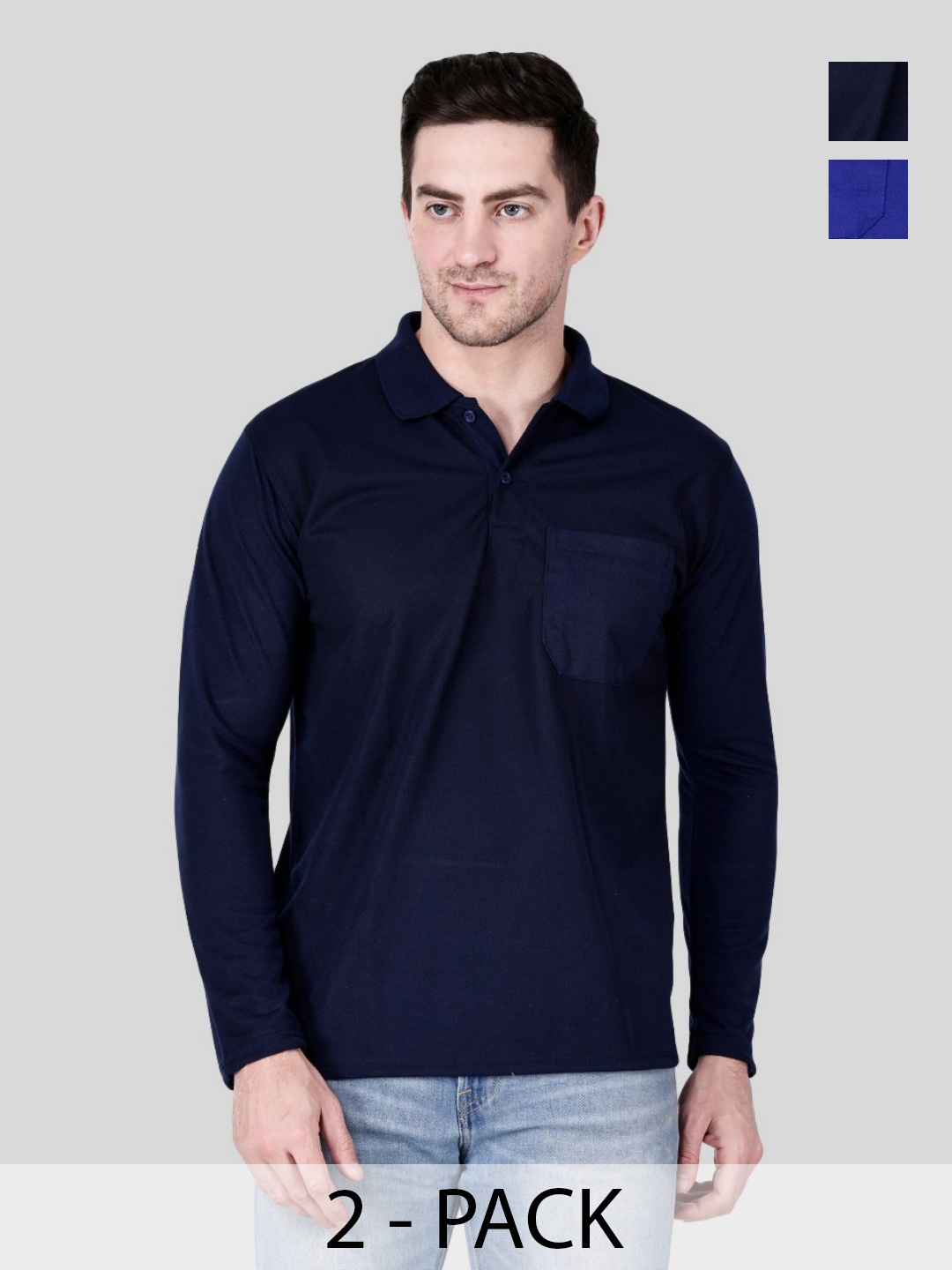 

SAIKSA FASHION Men 2 Polo Collar Pockets T-shirt, Multi
