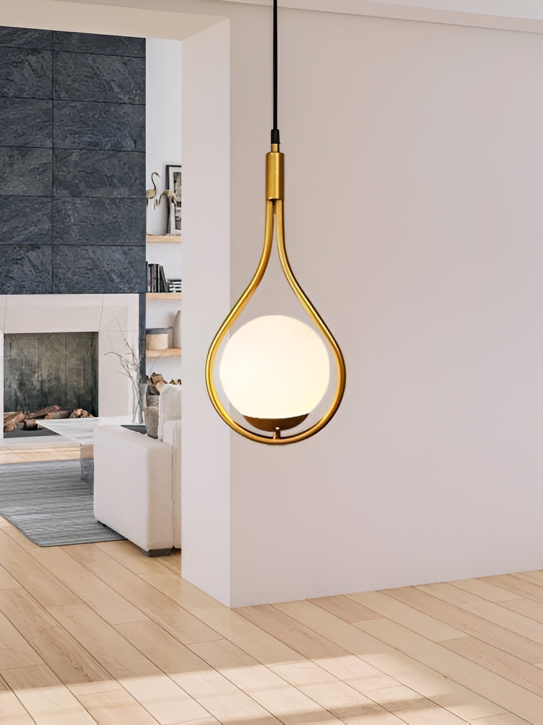 

GAUVIK Gold-Toned & White Glass Ceiling Lamp