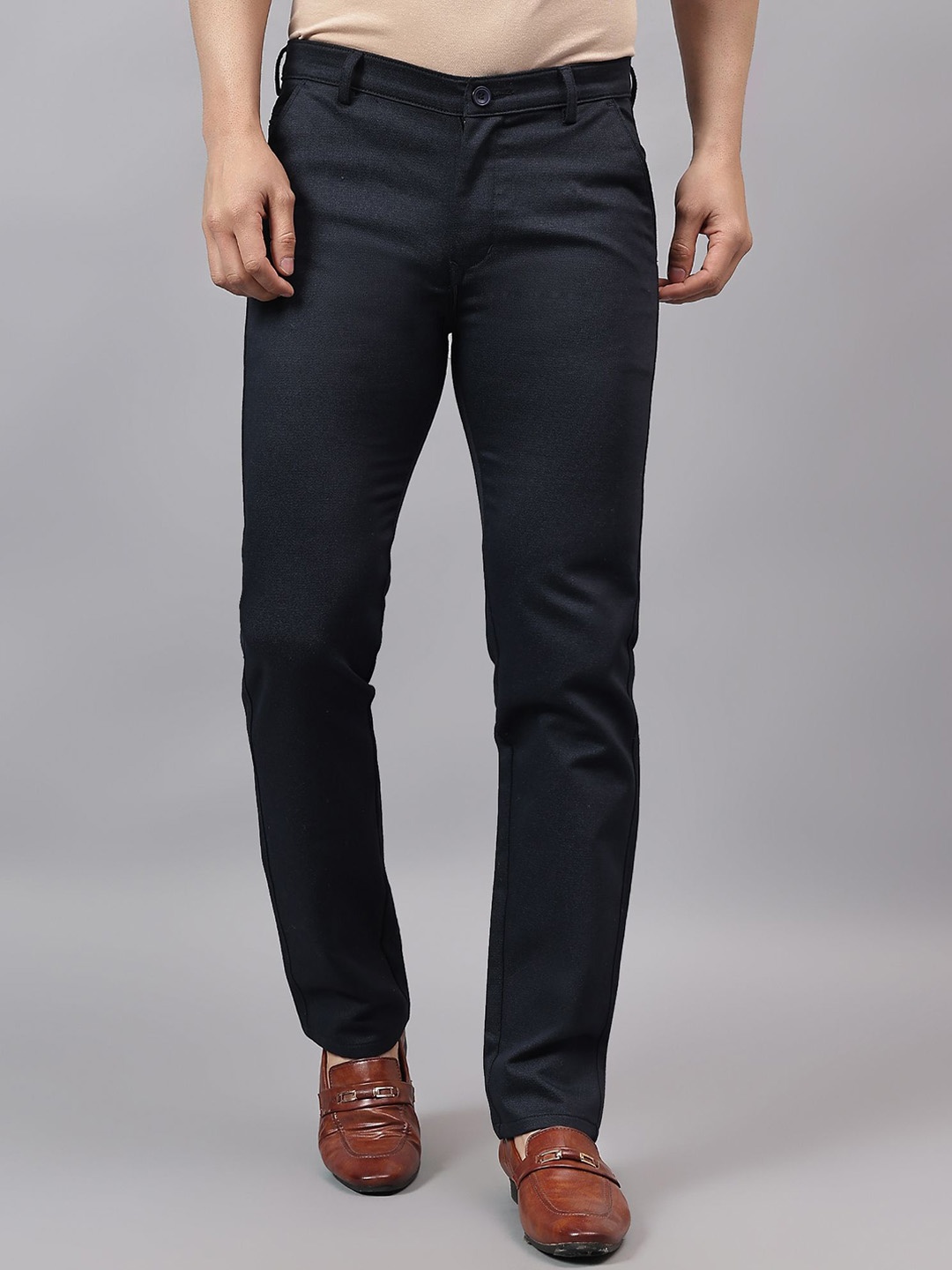 

AAAI Enterprises Men Relaxed Straight Leg Slim Fit High-Rise Chinos Trousers, Blue