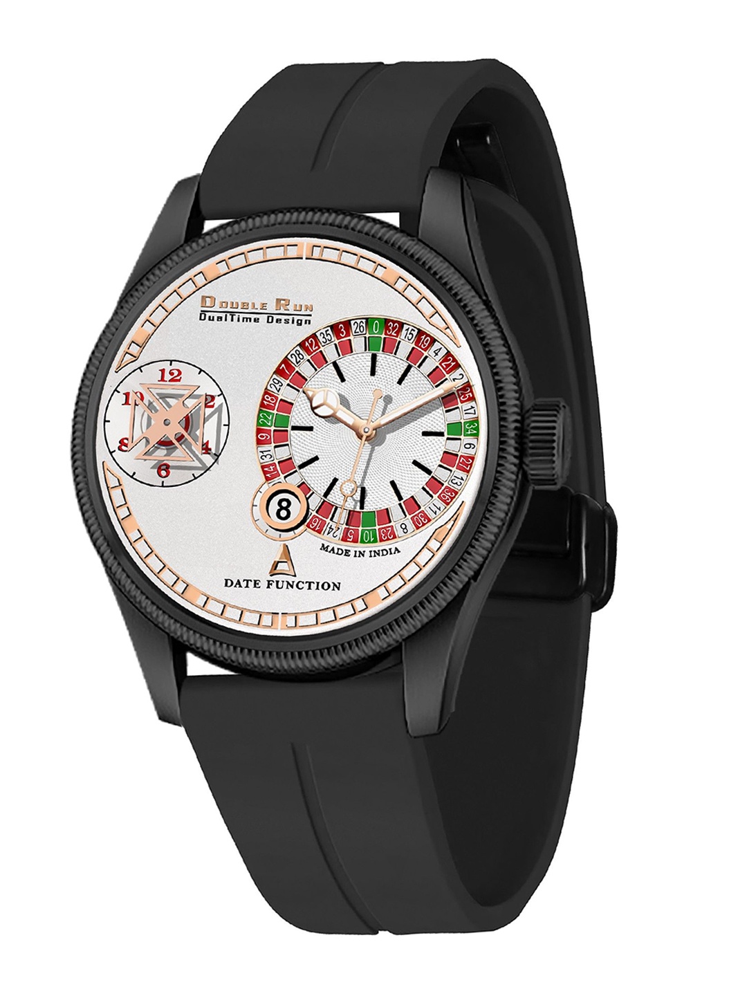 

DOUBLERUN Unisex Dial & Straps Analogue Chronograph Watch 19059, Black