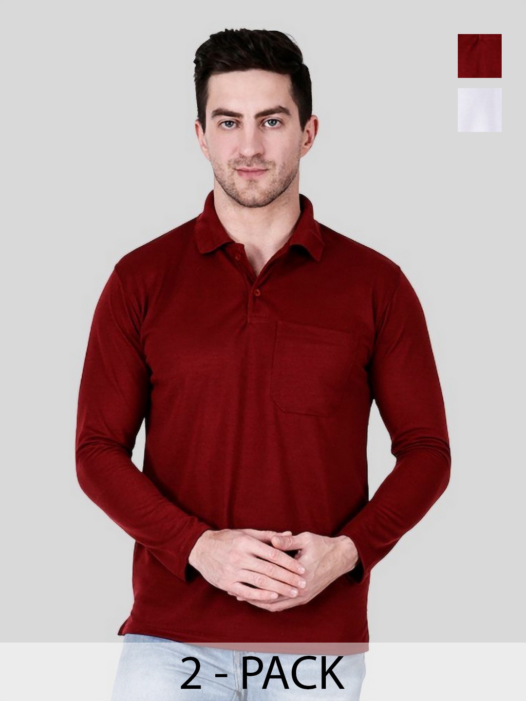 

SAIKSA FASHION Men 2 Polo Collar Pockets T-shirt, Multi