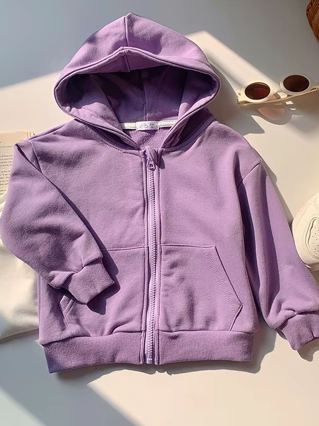 

Xsole Girls Washed Striped Polyester Tailored Jacket, Purple