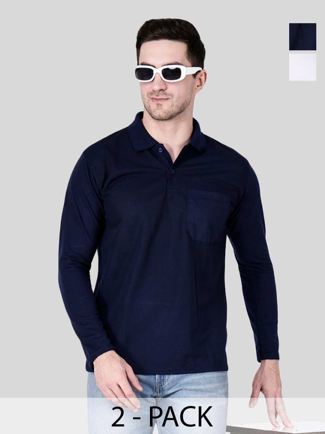 

SAIKSA FASHION Men 2 Polo Collar Pockets T-shirt, Multi
