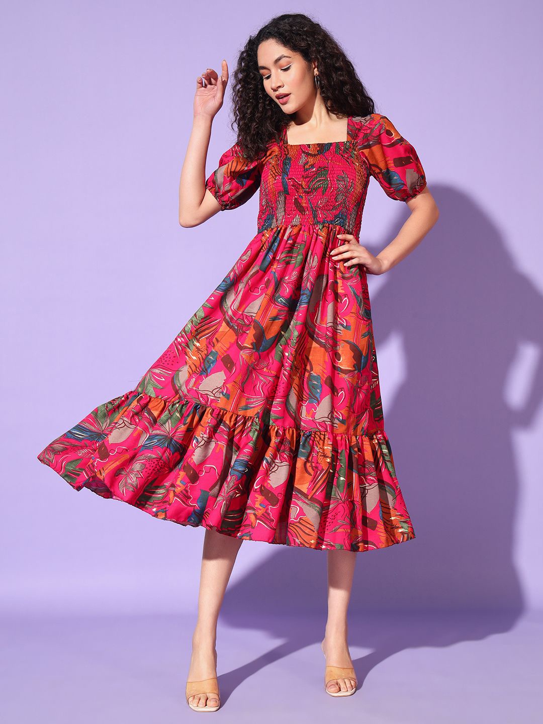 

Moda Rapido Peter Pan Collar Fit & Flare Dress, Pink