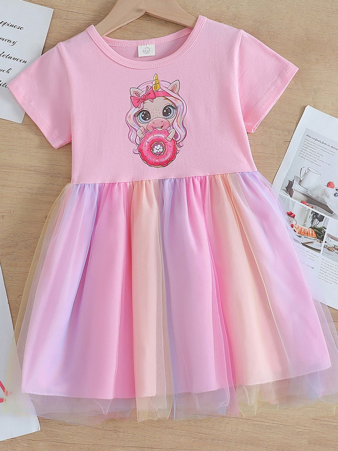 

YK Print Fit & Flare Dress, Pink