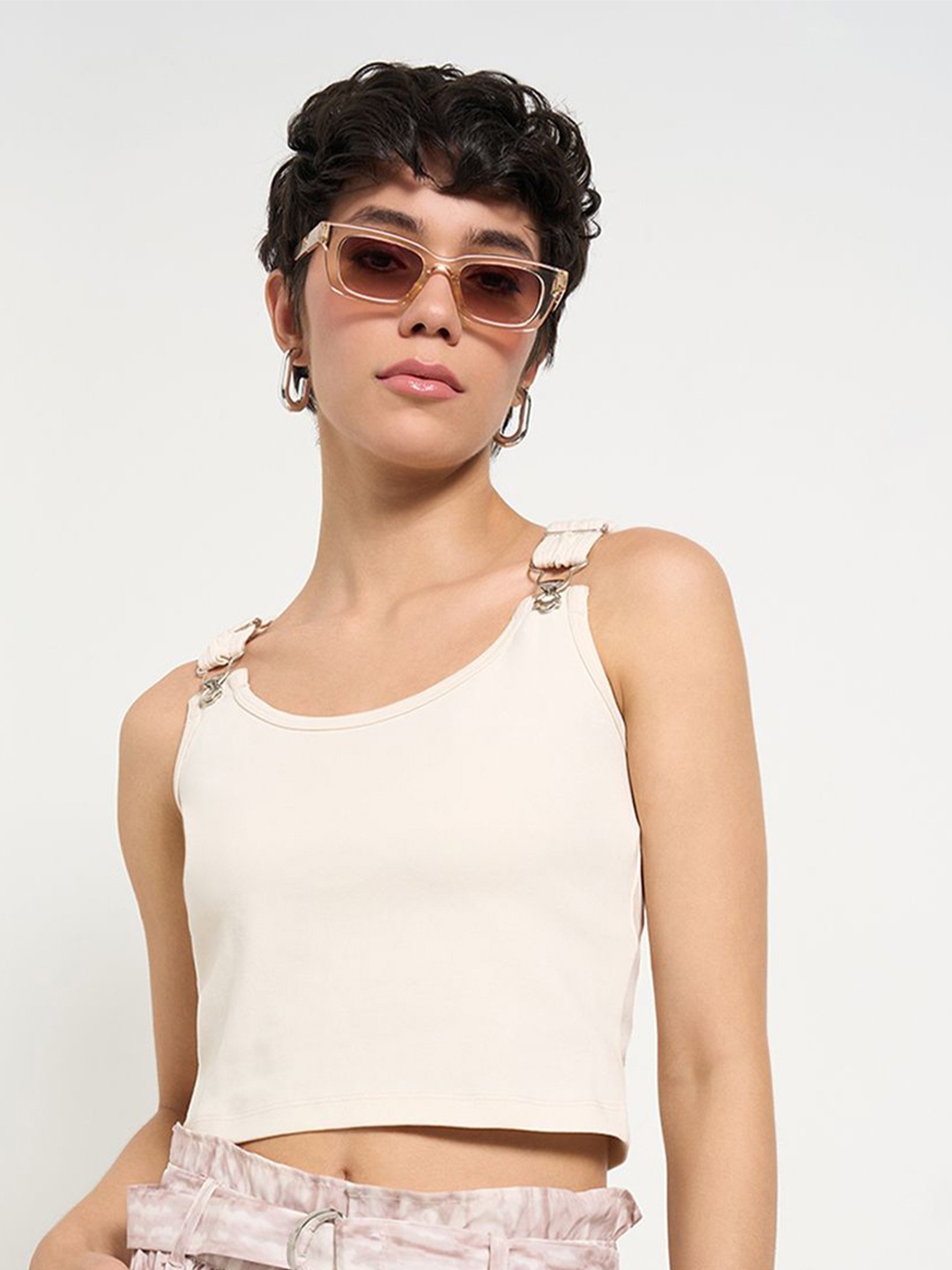 

People Print Cotton Top, Off white