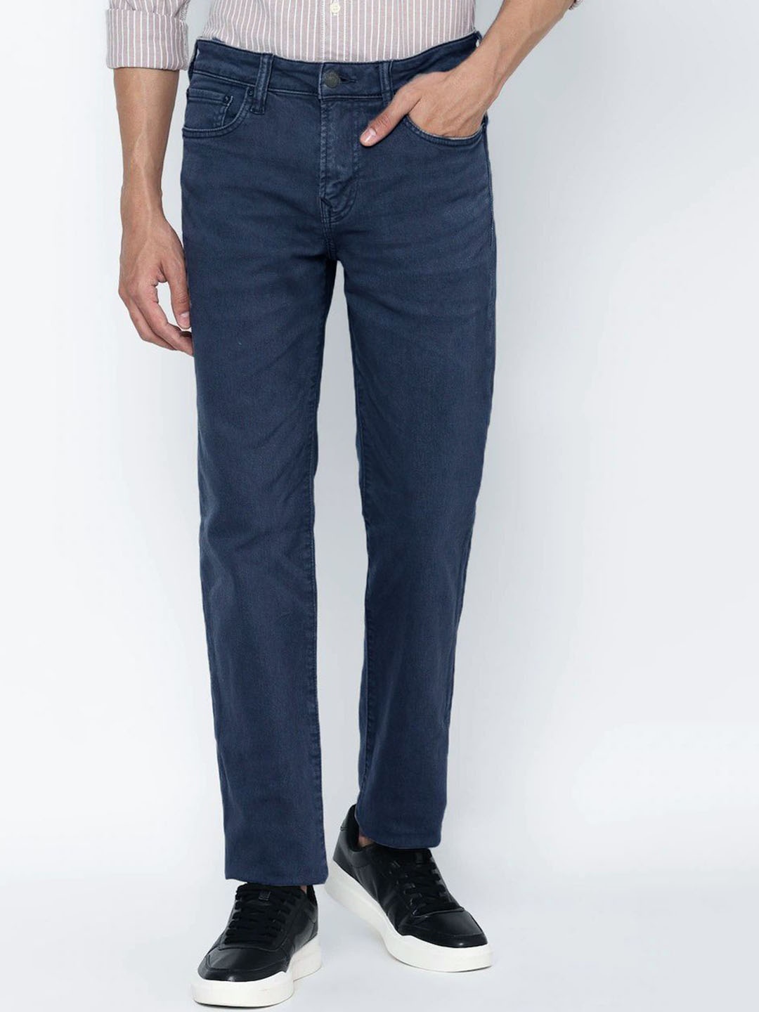 

fineblu Men Highly Distressed Stretchable Jeans, Navy blue