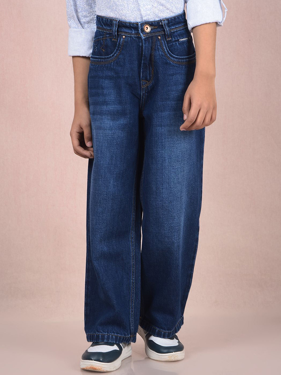 

Crimsoune Club Boys Straight Fit Light Fade Stretchable Jeans, Blue