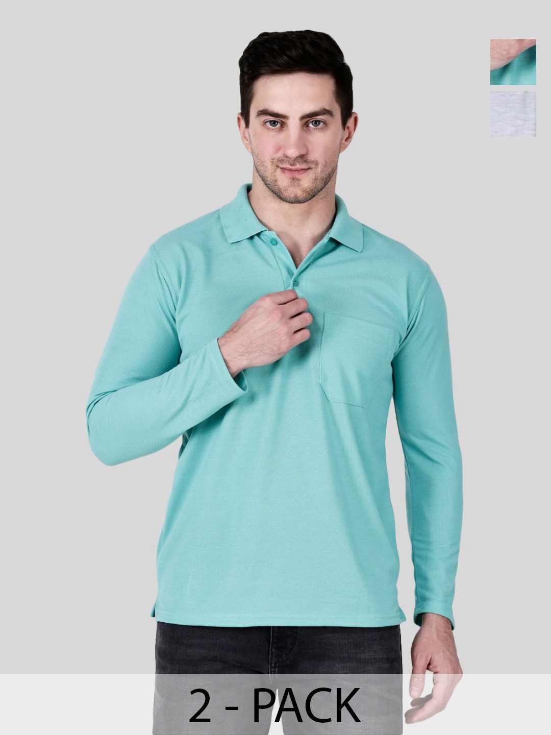 

SAIKSA FASHION Men 2 Polo Collar Applique T-shirt, Multi