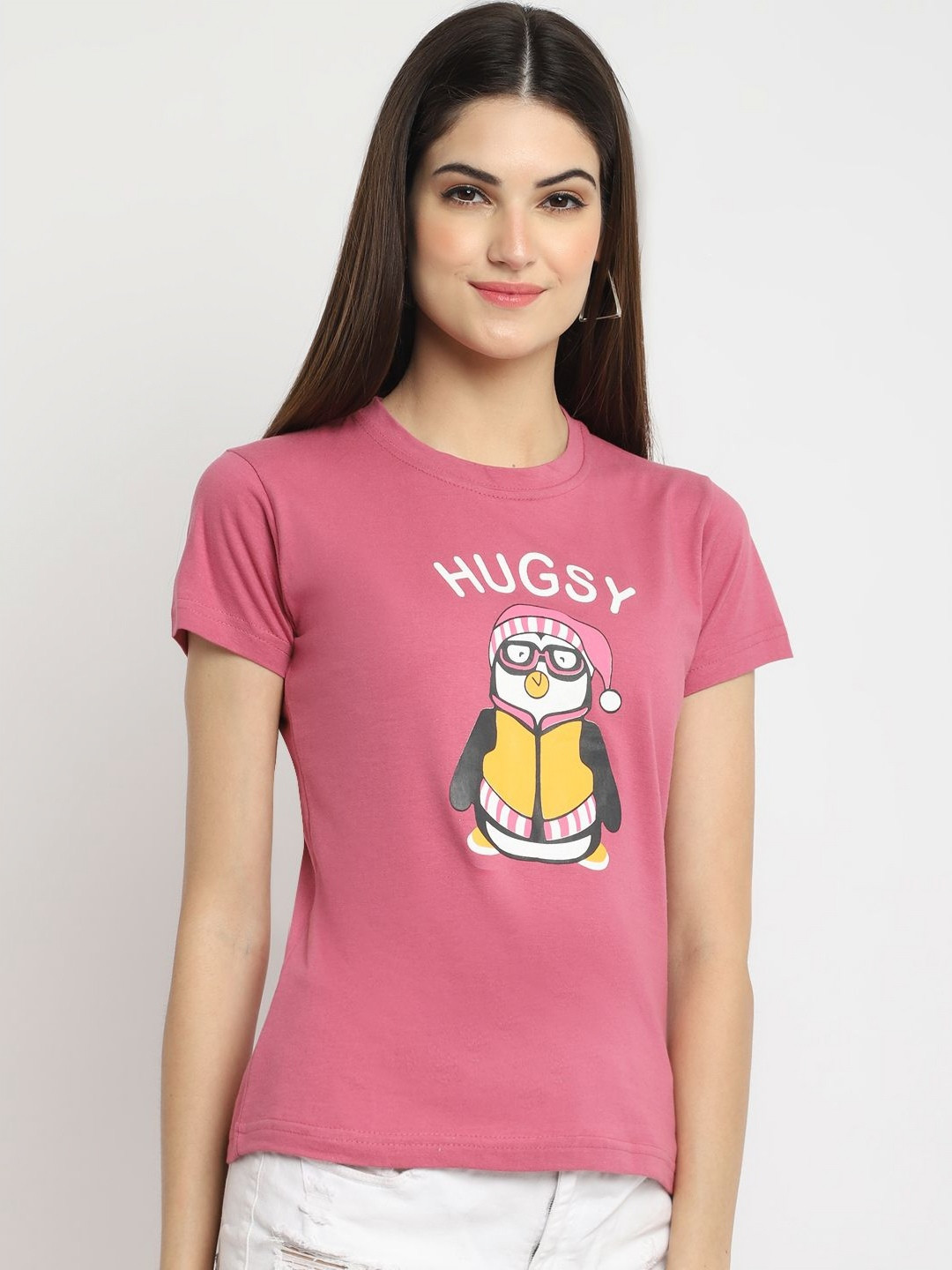 

Dreambe Women Typography Printed T-shirt, Pink