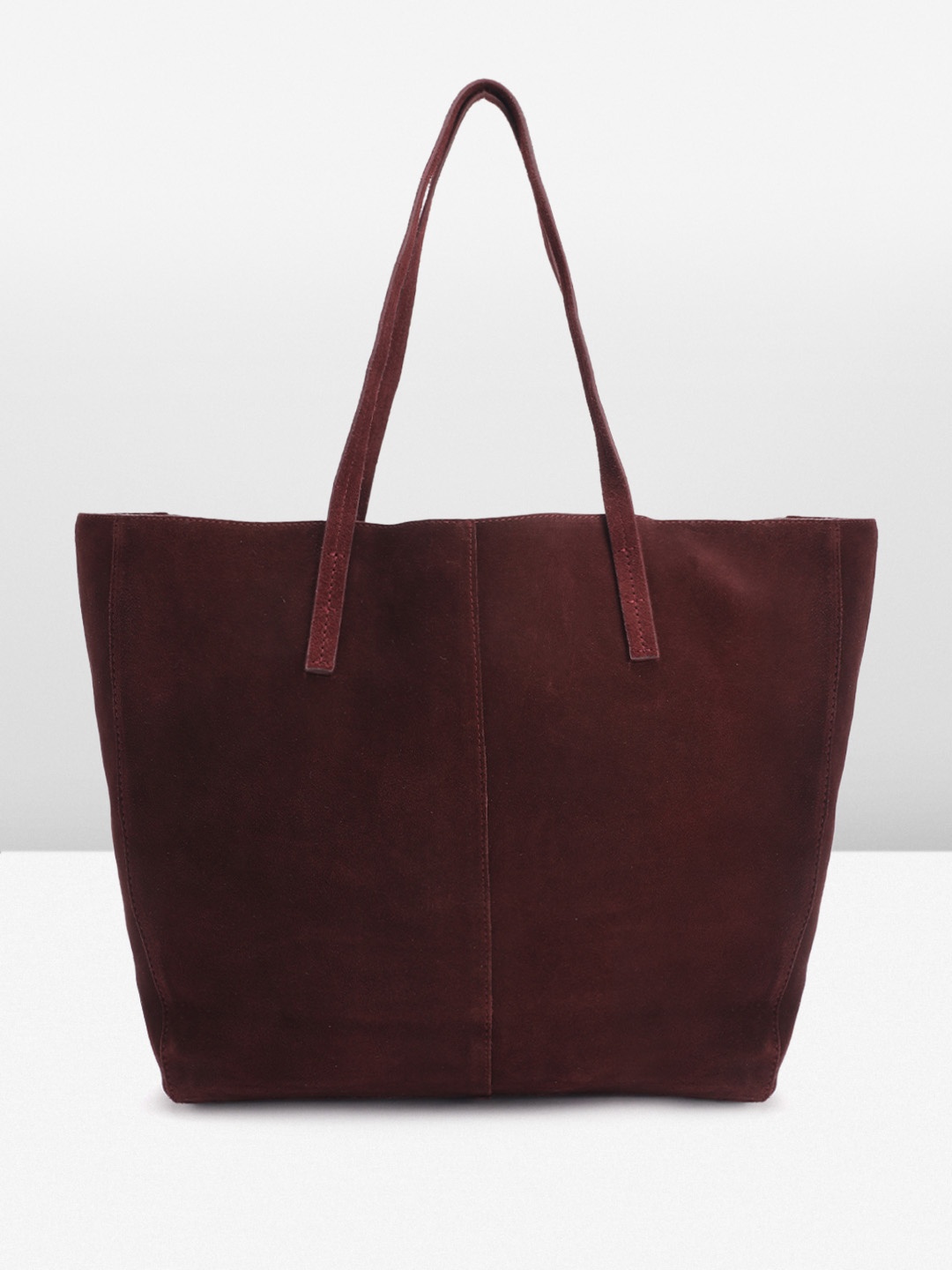 

MANGO Leather Shopper Bag With Suede Finish, Burgundy