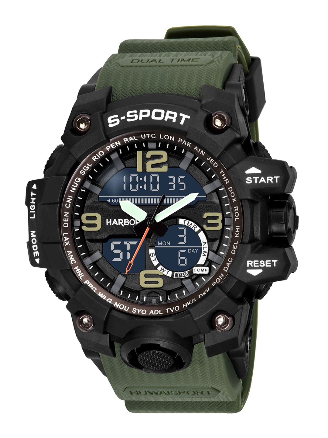 

Diaggro Men Printed Dial & Textured Straps Analogue and Digital Watch H_9091_Green