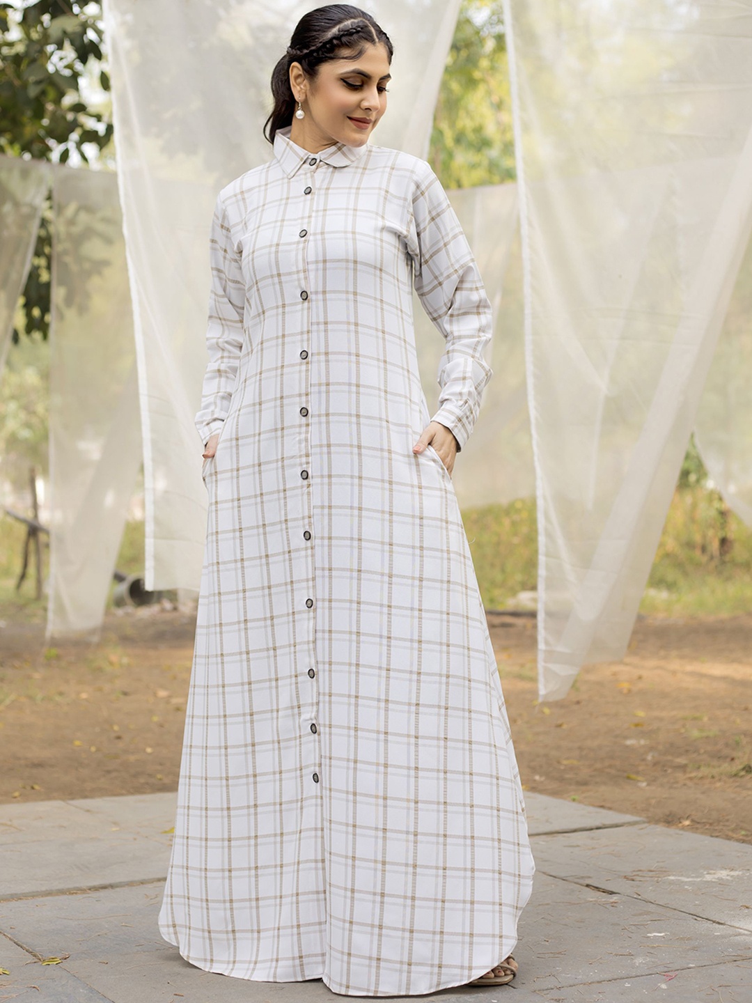 

SARINKU Crepe Fit & Flare Maxi Dress, White