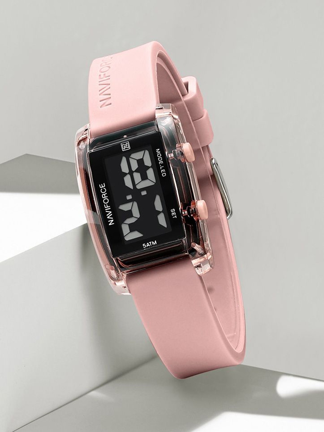 

Naviforce Women Embellished Dial & Straps Digital Watch NF7118_P P, Pink