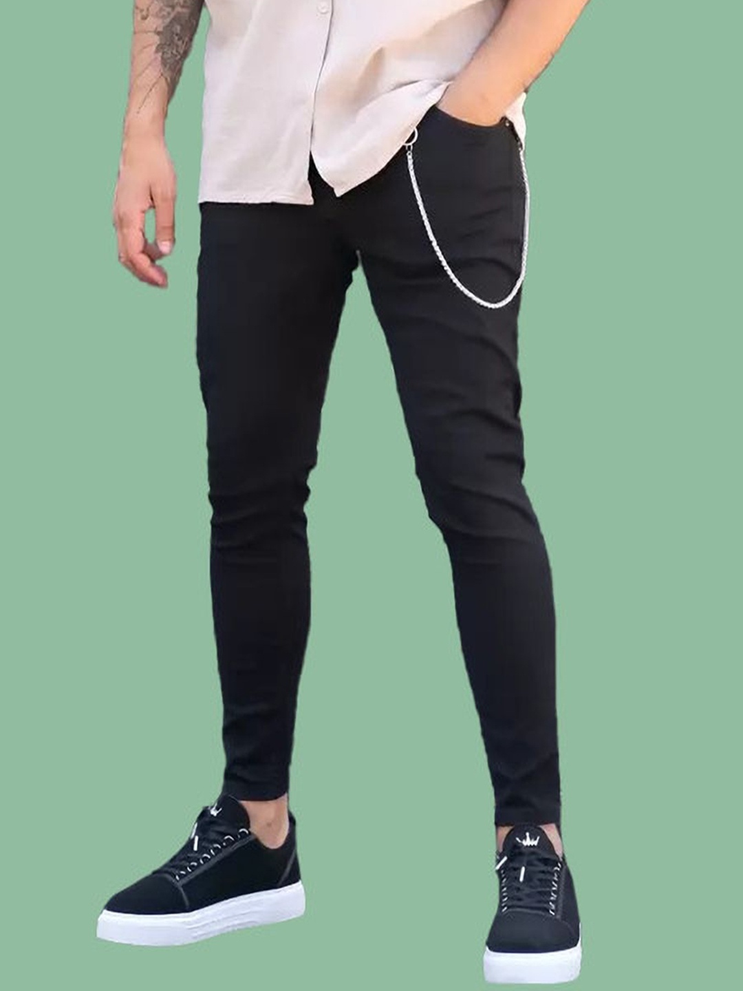 

COMFITS Men Classic Low Distress Stretchable Jeans, Black