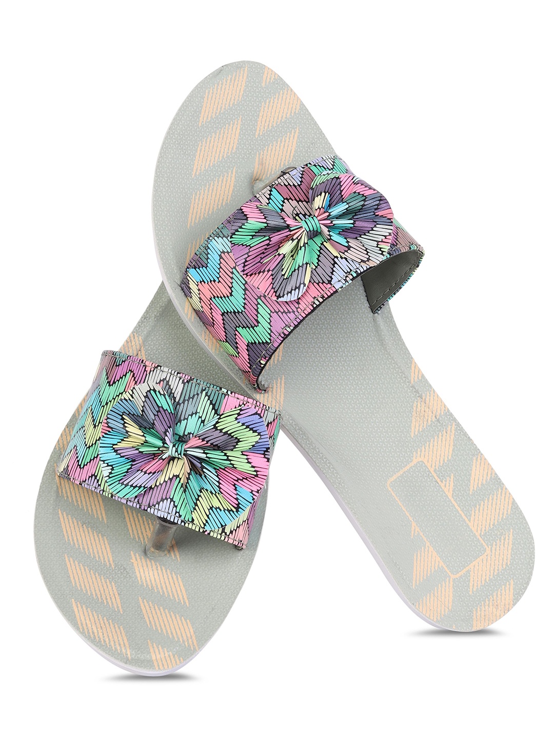 

PENNEN Women Printed Open Toe Flats, Grey