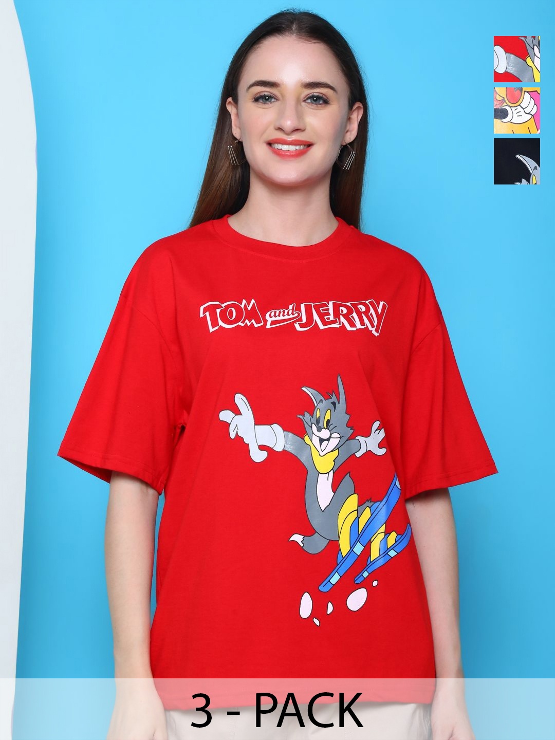 

Dreambe Women 3 Wonder Woman Printed Applique T-shirt, Multi