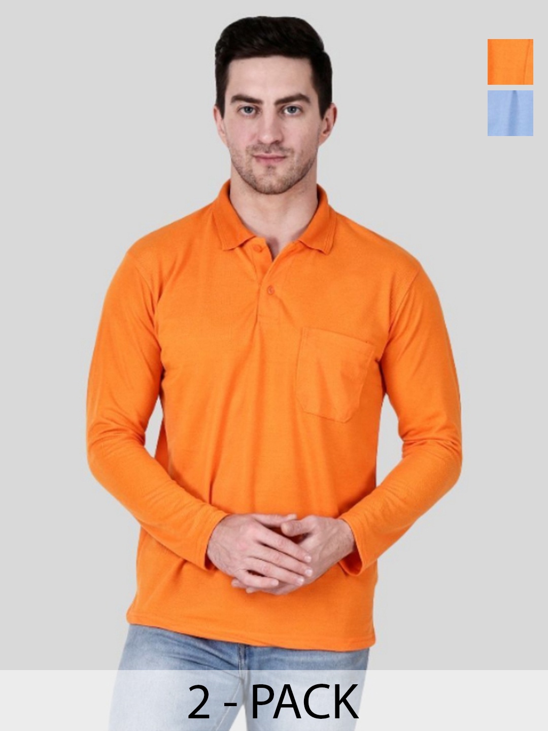 

SAIKSA FASHION Men 2 Polo Collar Pockets T-shirt, Multi