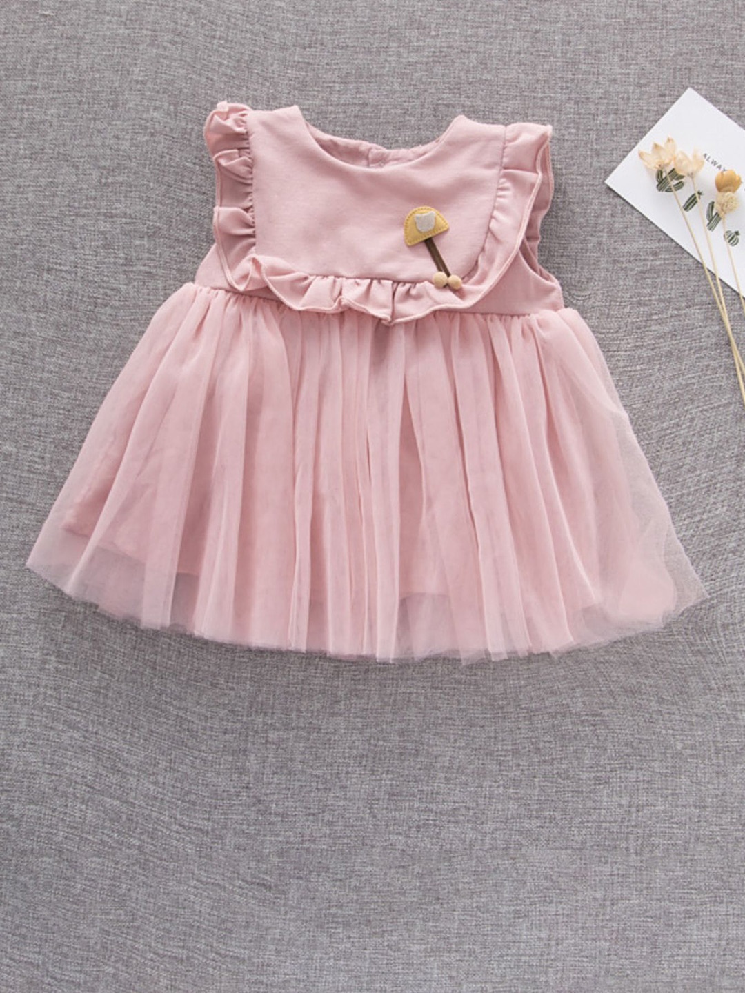 

LULU & SKY Flutter Sleeve Fit & Flare Dress, Pink