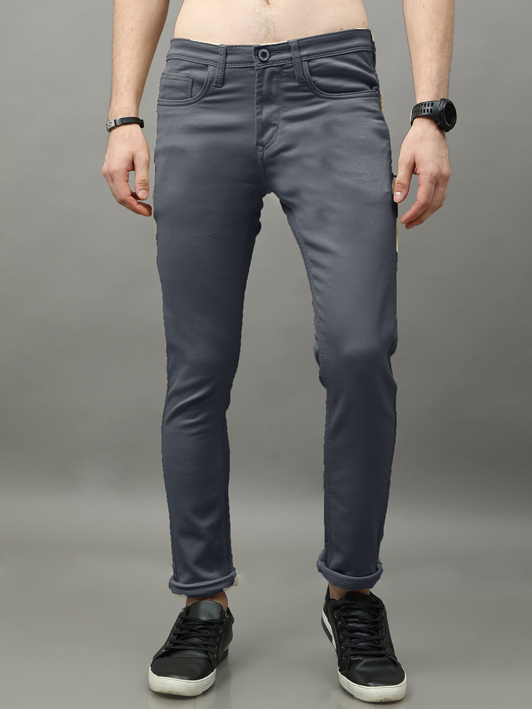 

fineblu Men Slim Fit Stretchable Jeans, Grey