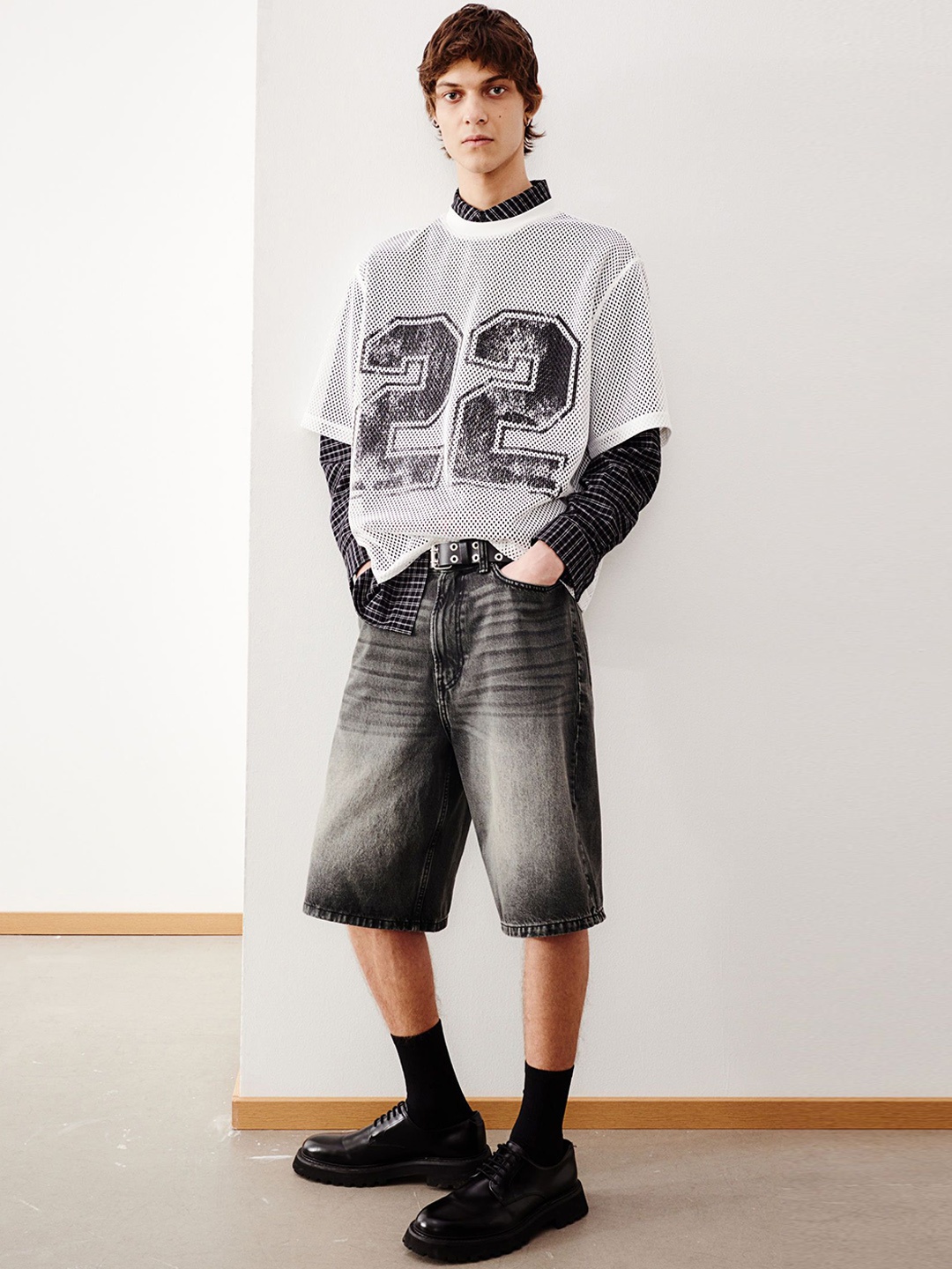 

H&M Baggy Denim Shorts, Grey