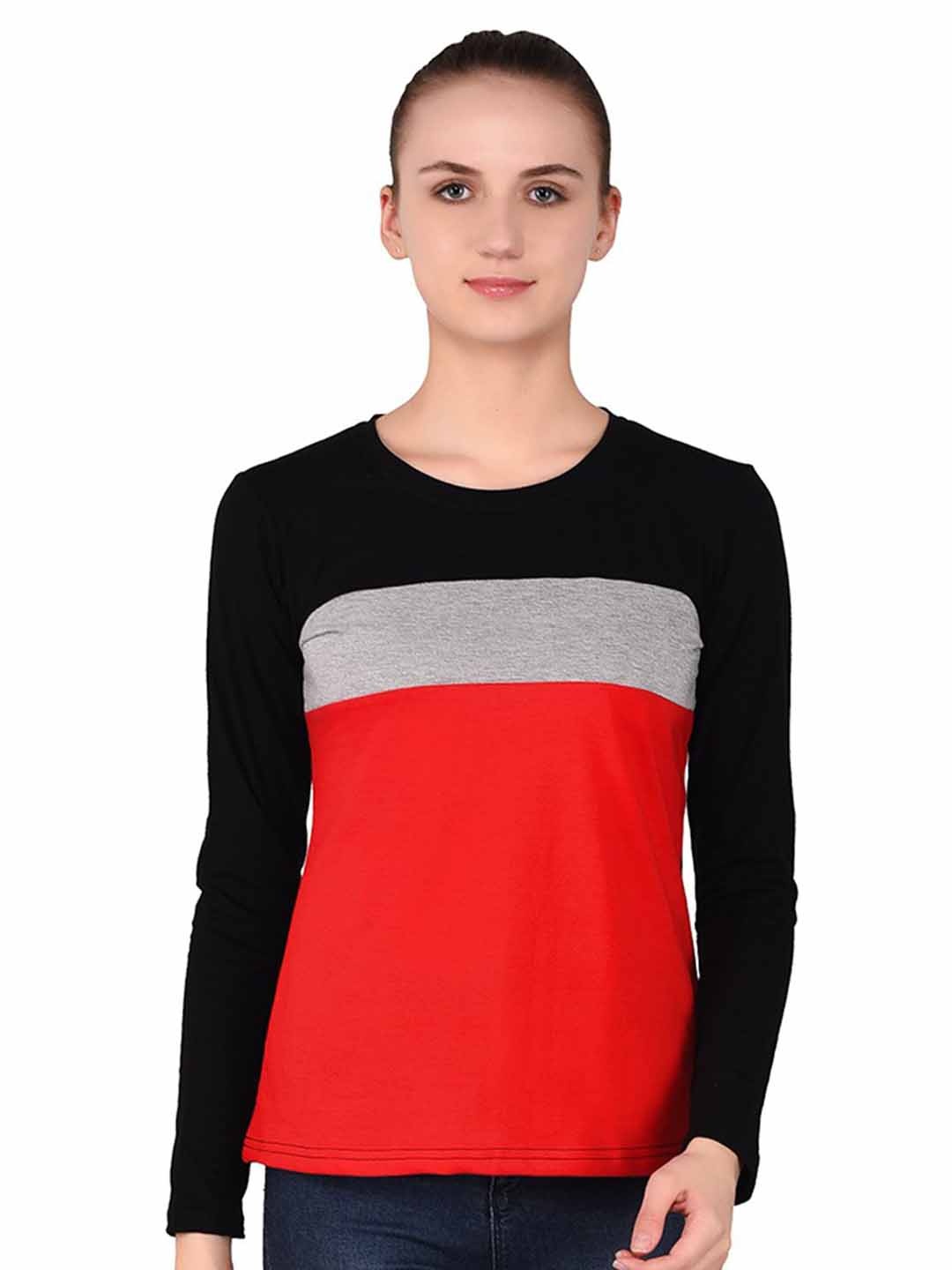 

BEYOU FASHION Women Colourblocked Slim Fit T-shirt, Red