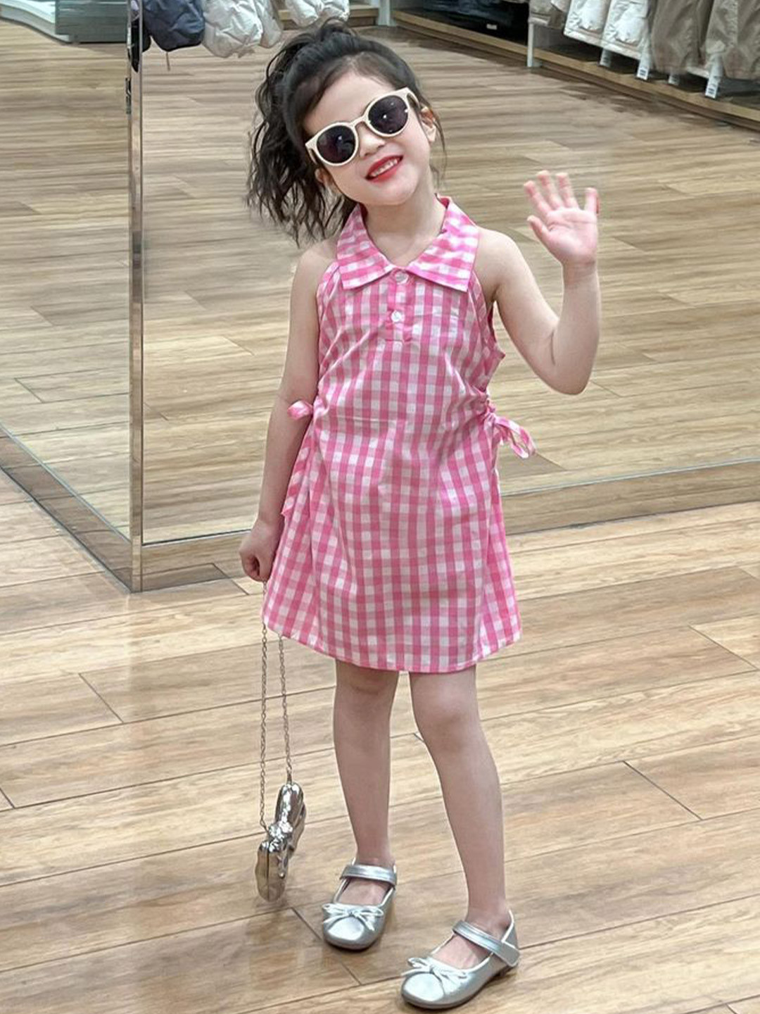 

LULU & SKY Checked Shirt Dress, Pink