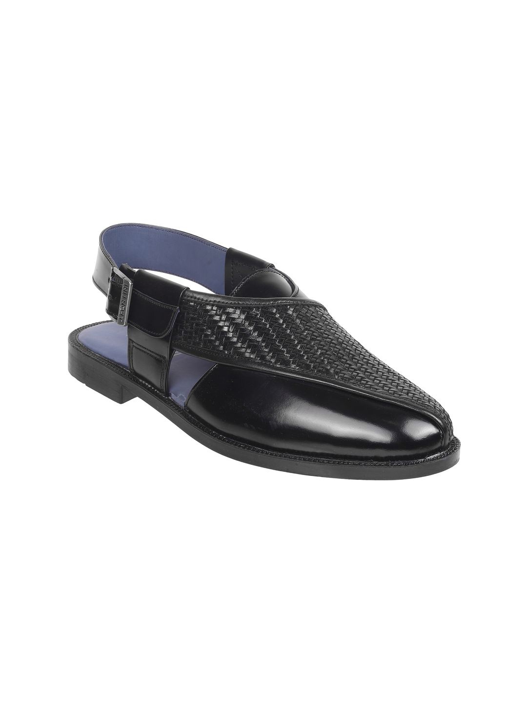 

J.FONTINI Men Leather Shoe-Style Sandals, Black