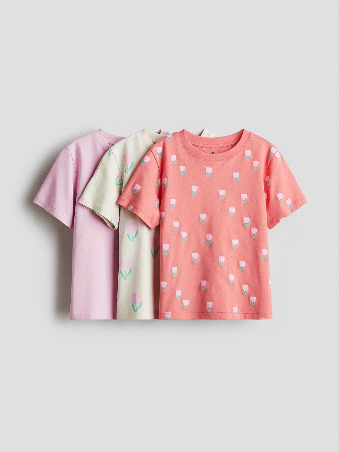 

H&M 3-Pack Printed Jersey Tops, Pink