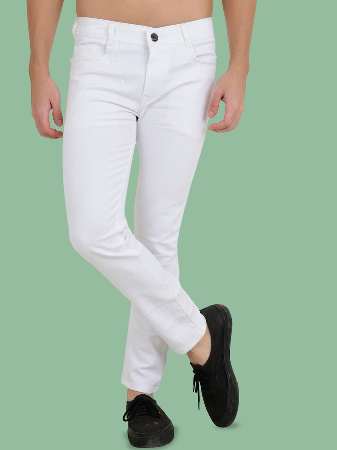 

COMFITS Men Classic Highly Distressed Stretchable Jeans, White