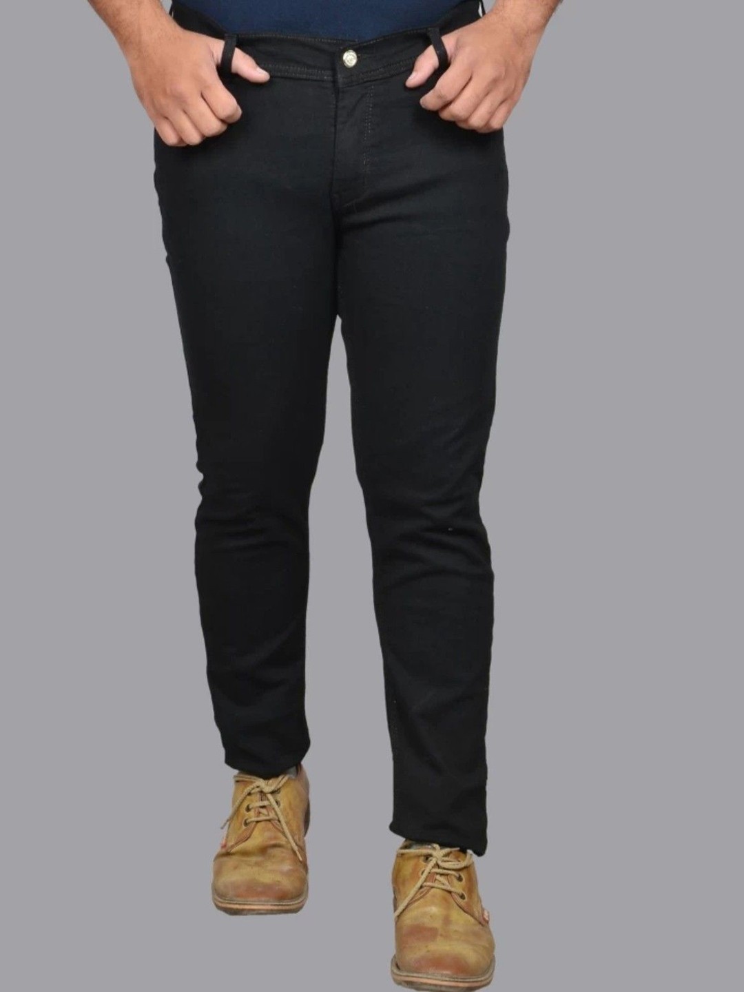 

COMFITS Men Classic Slash Knee Stretchable Jeans, Black