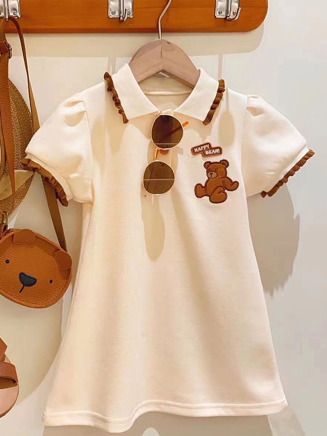 

LULU & SKY Embroidered T-shirt Midi Dress, Beige