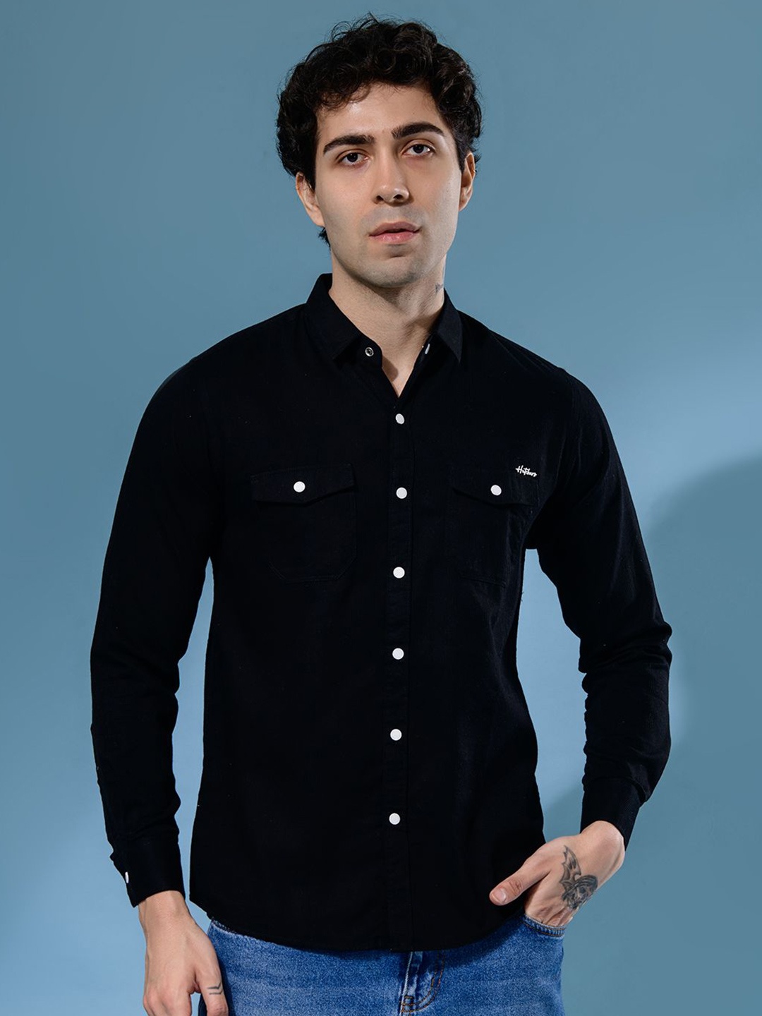 

Albion By CnM Men Comfort Opaque Casual Shirt, Black