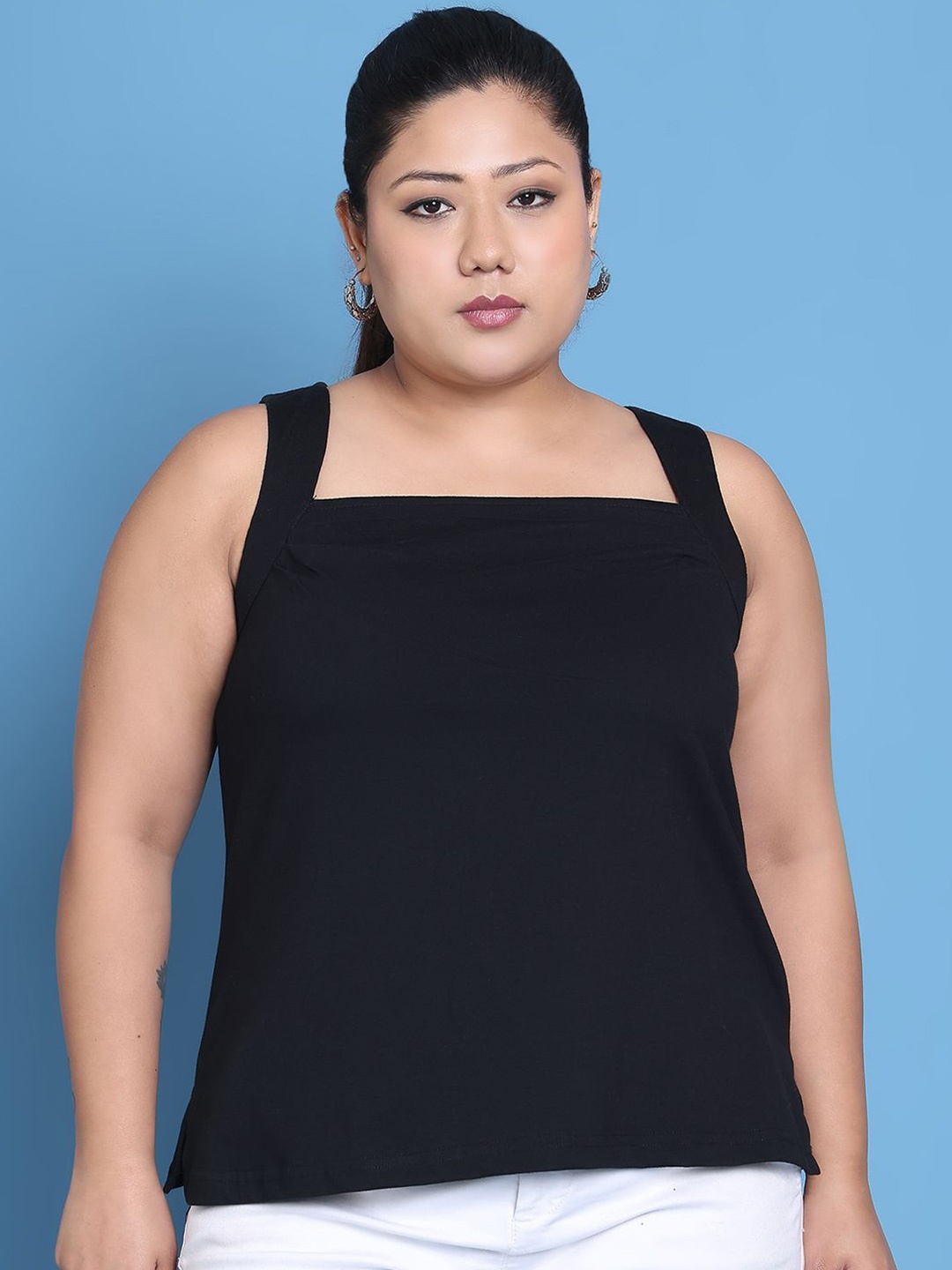 

theRebelinme Cotton Longline Top, Black