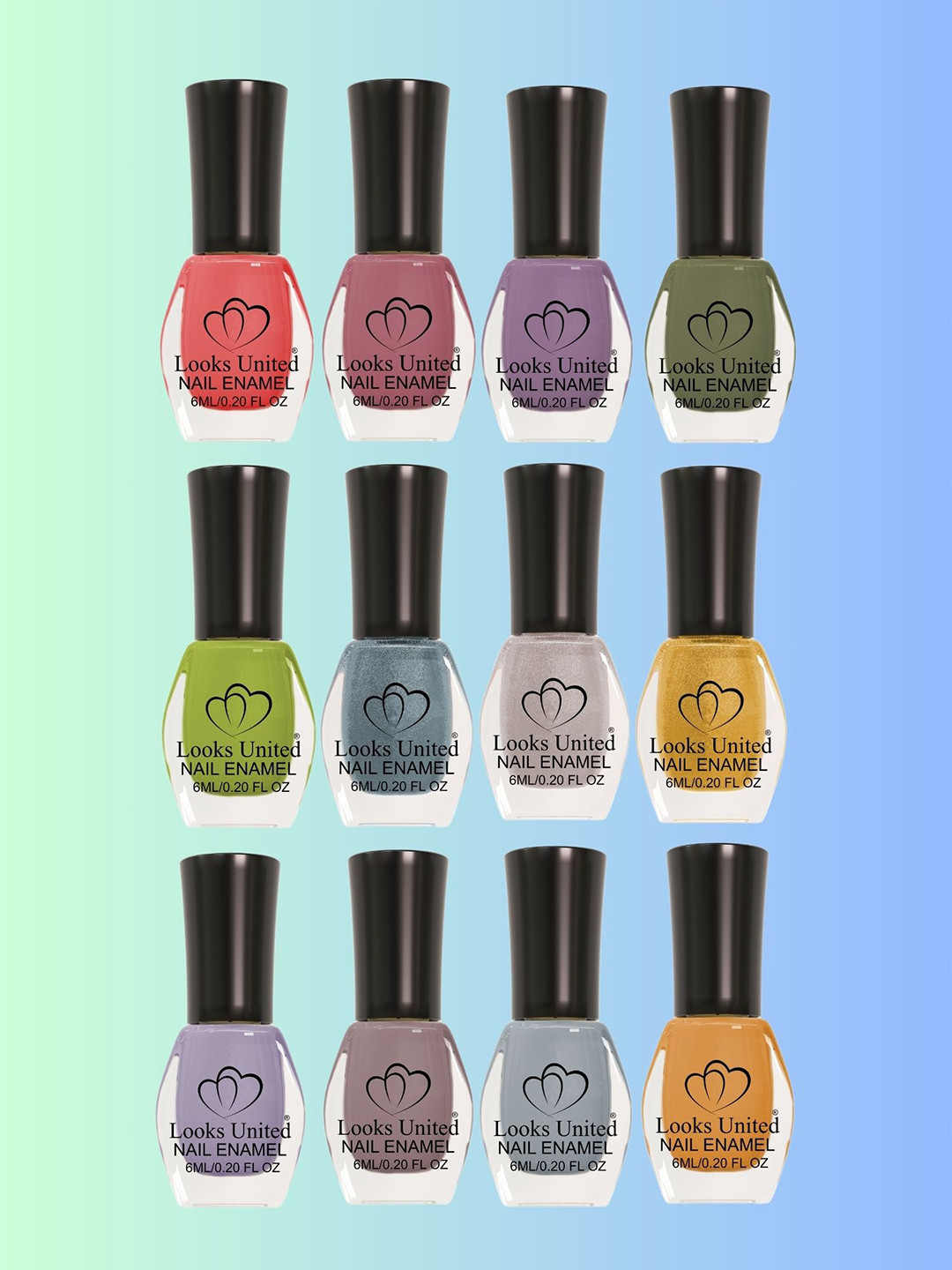 

Looks United Set Of 12 Long Lasting Nail Polish - 6ml Each, Pink