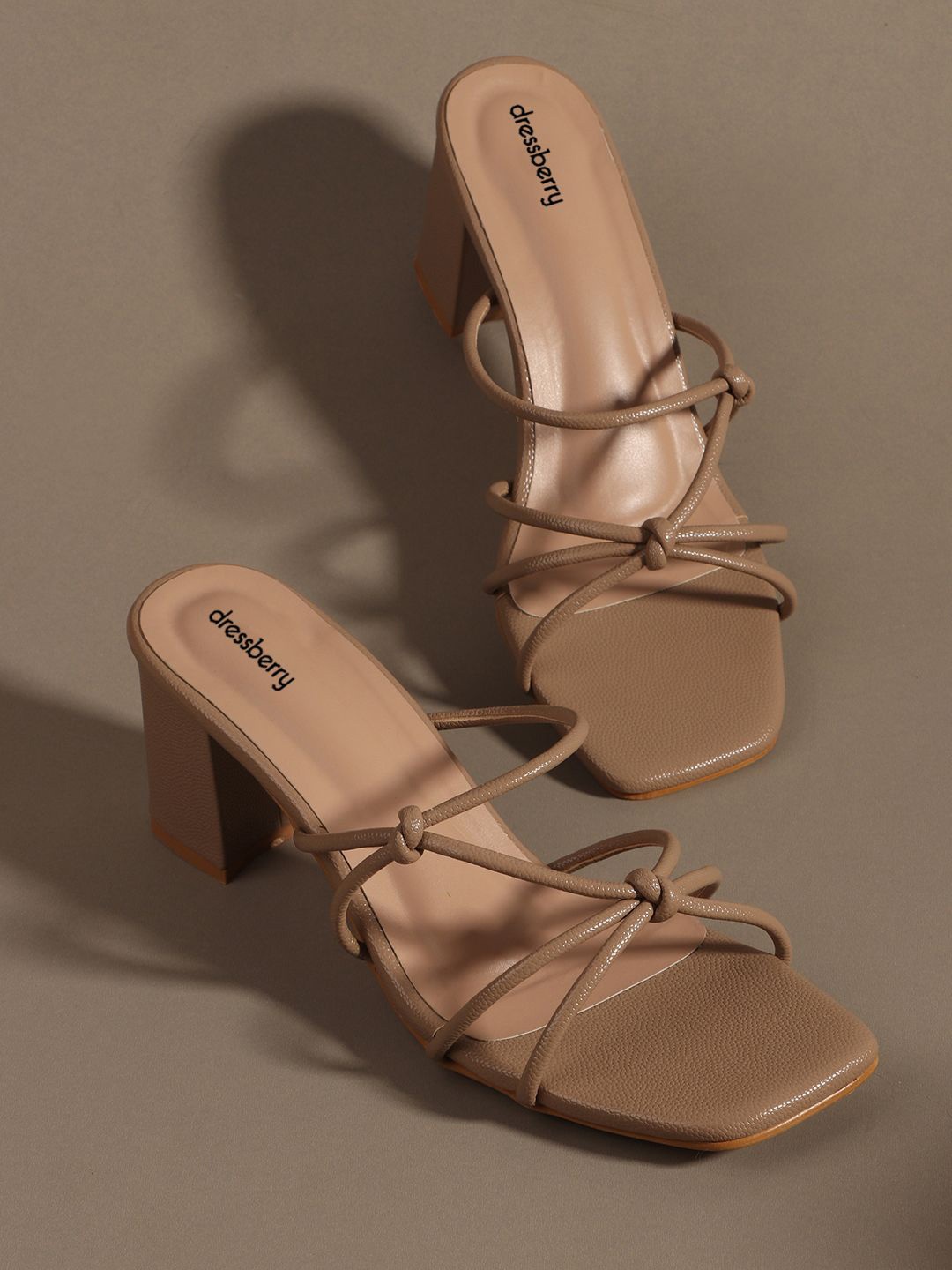 

DressBerry Party Block Sandals with Tassels, Beige