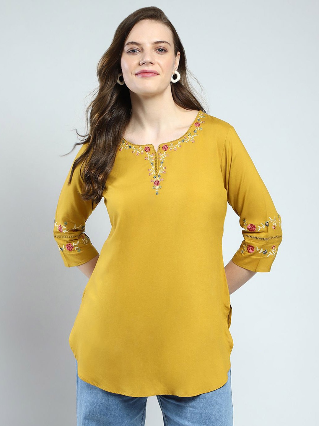 

Monte Carlo Embroidered Top, Mustard