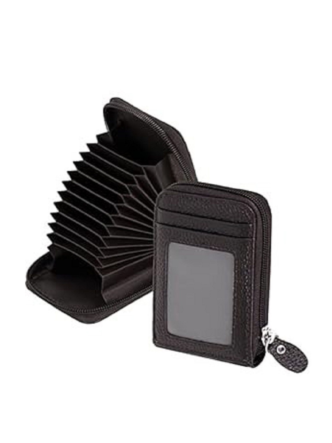 

WATCHSTAR Men Zip Detail Leather Card Holder, Brown