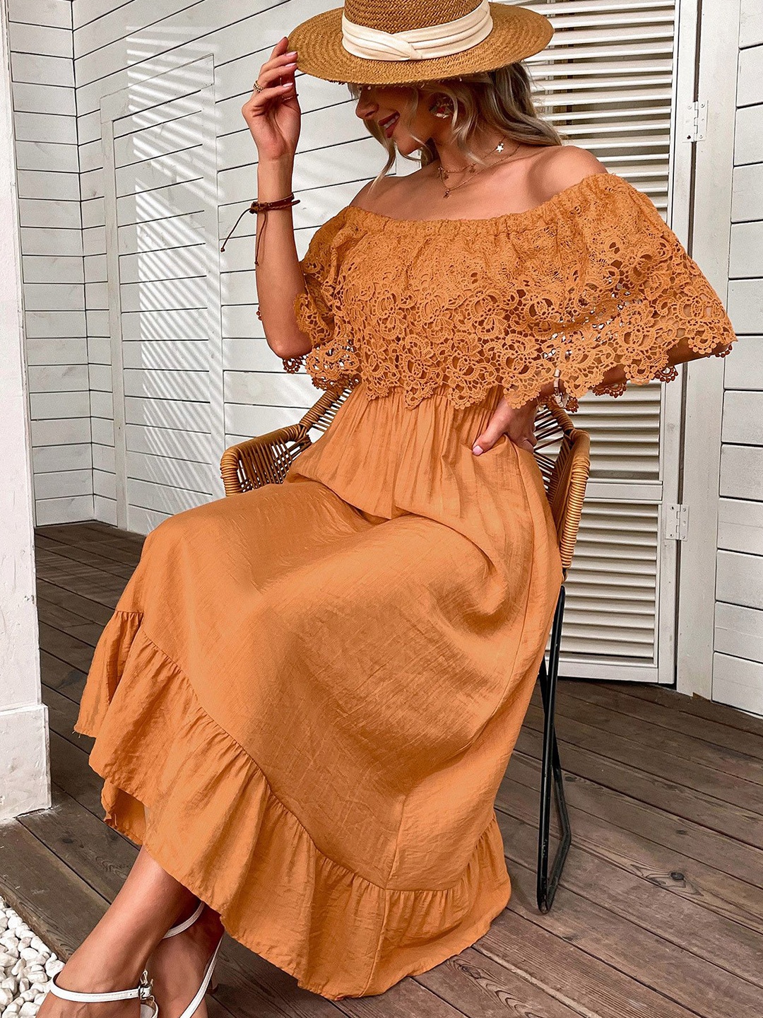 

The Roadster Lifestyle Co Flared Maxi Dress, Orange