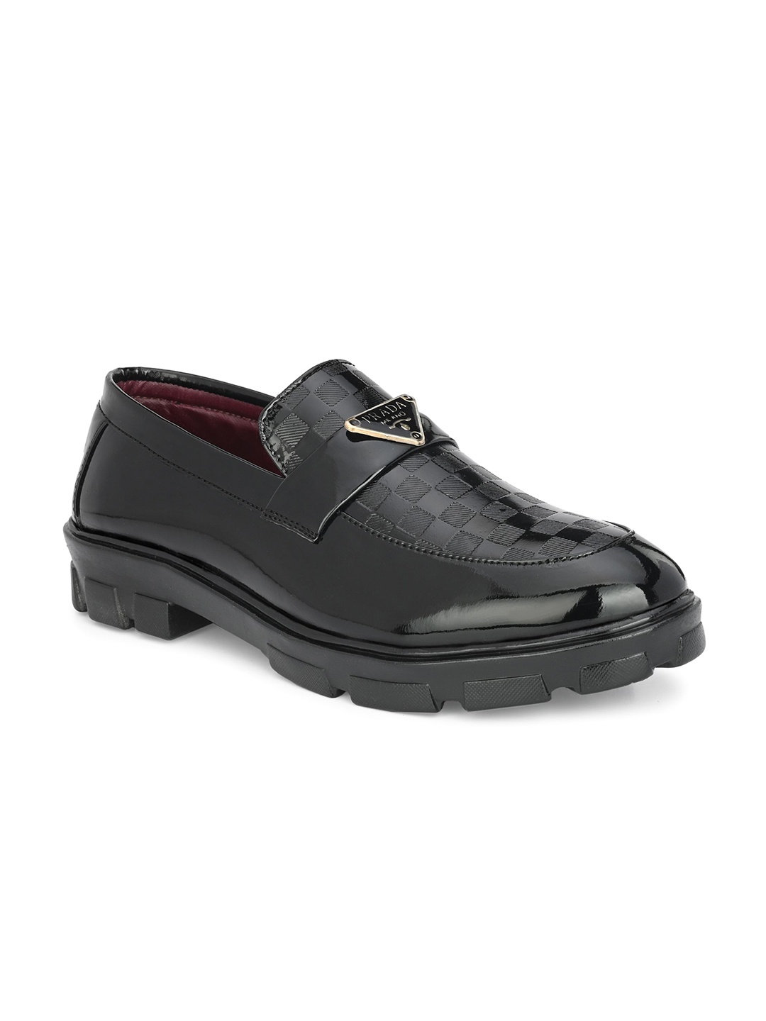 

LEEPEETER Men Textured Formal Loafers, Black