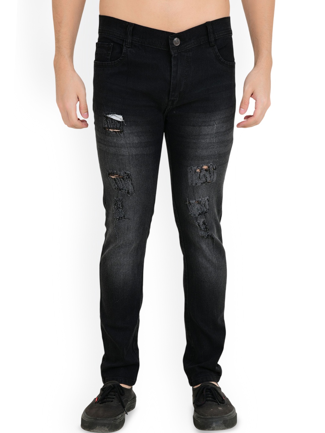 

COMFITS Men Classic Mildly Distressed Light Fade Stretchable Jeans, Grey