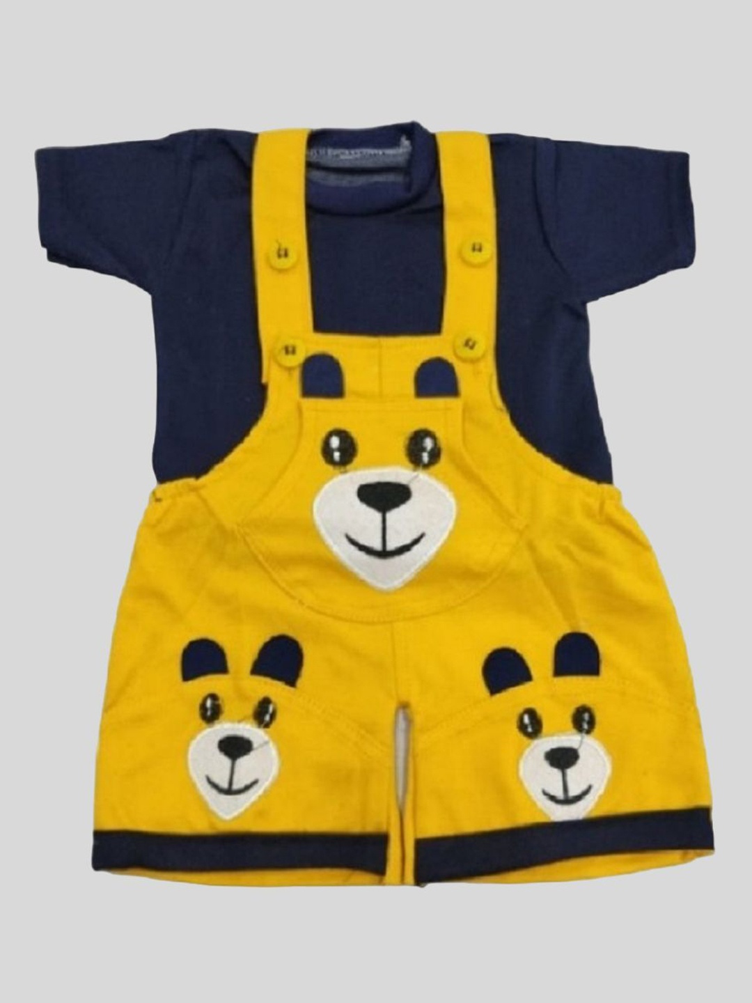 

BAESD Infants Printed Pure Cotton Dungaree With T-Shirt, Yellow
