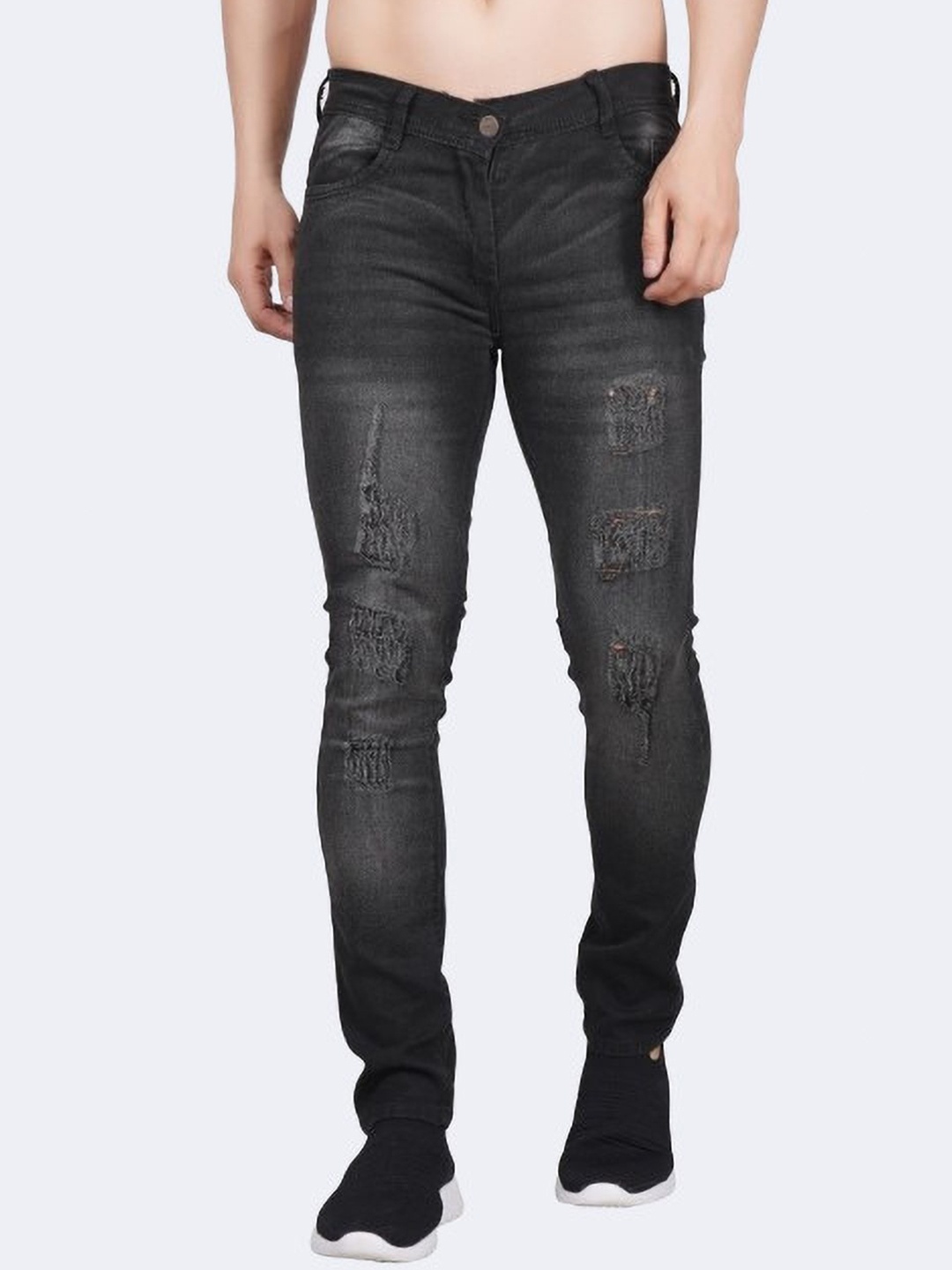 

COMFITS Men Classic Mildly Distressed Heavy Fade Stretchable Jeans, Grey