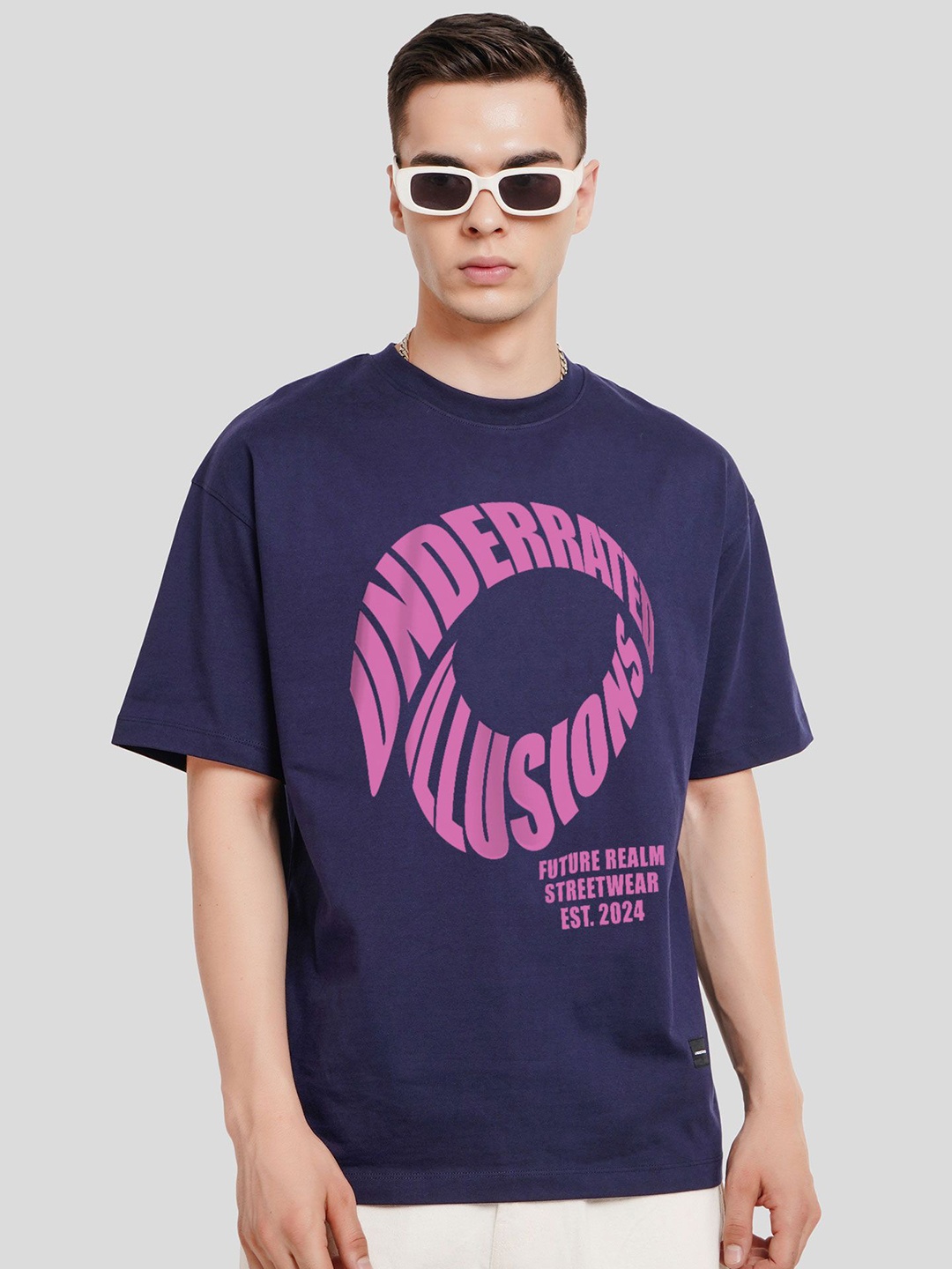 

Underrated Club Men Typography Printed Bio Finish T-shirt, Navy blue