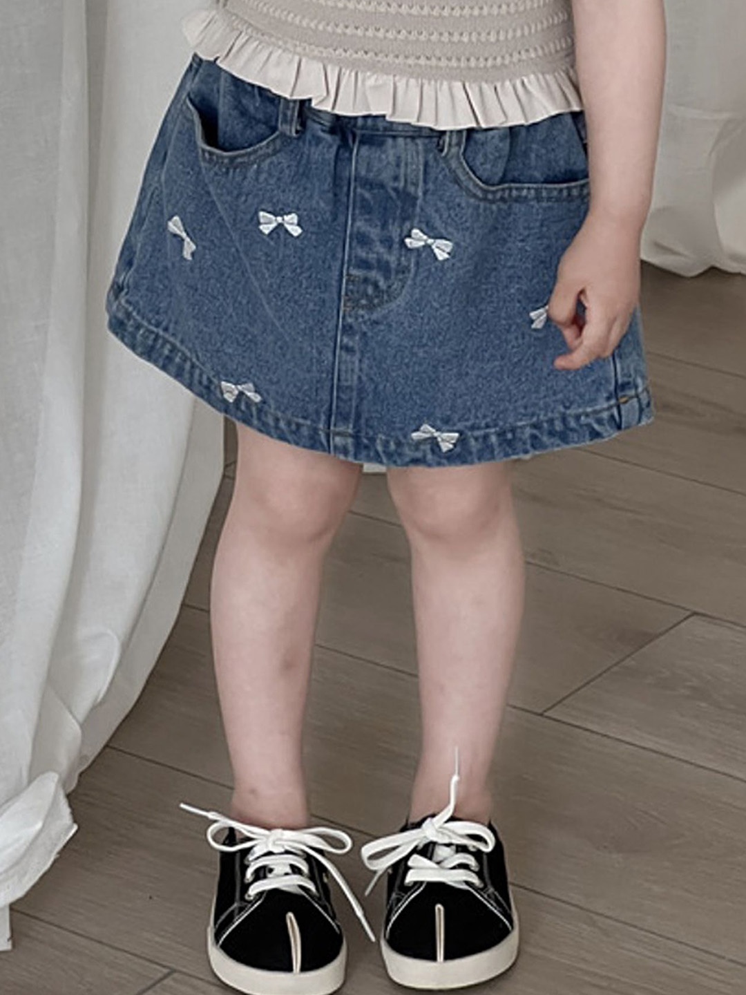 

LULU & SKY Girls Embroidered High Rise A-Line Mini Skirt, Blue