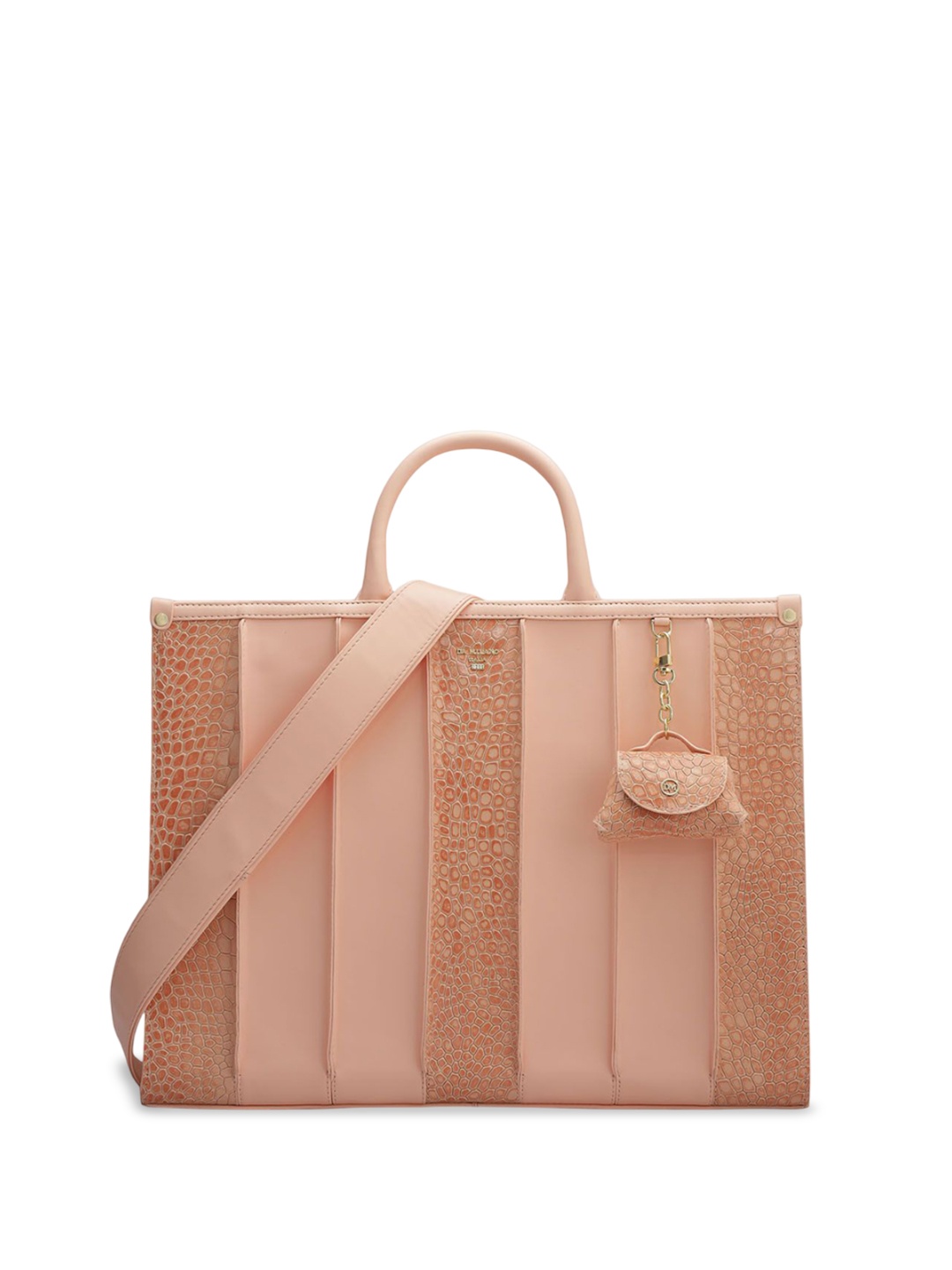 

Da Milano Leather Structured Satchel with Cut Work, Orange