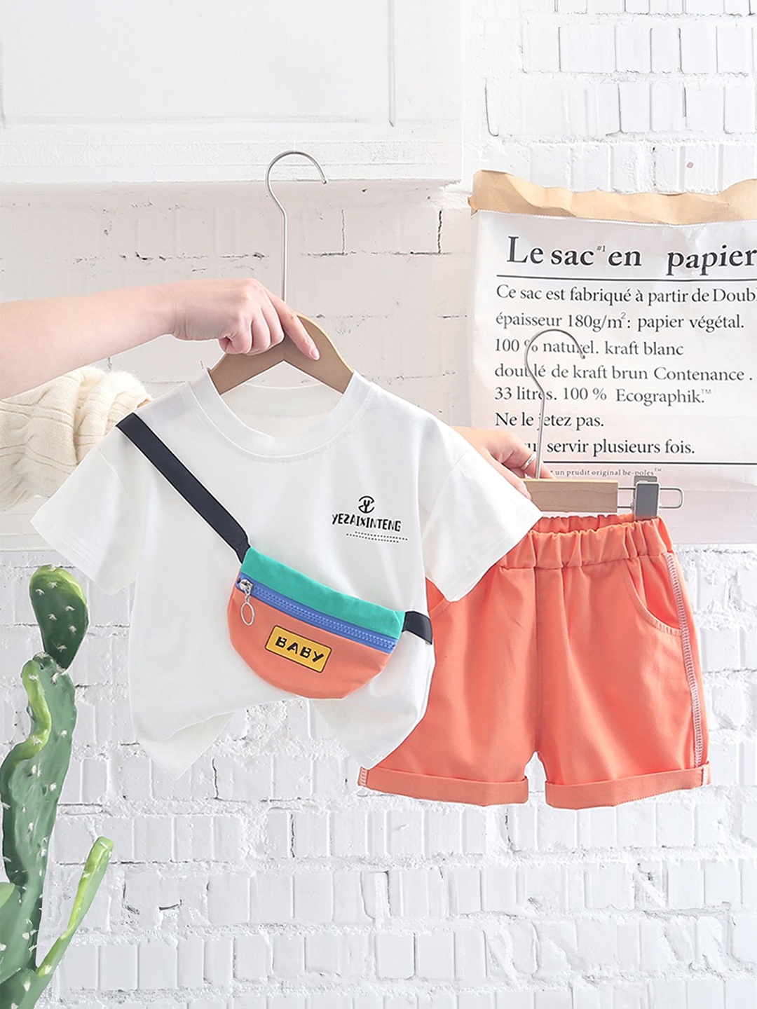 

LULU & SKY Boys T-shirt with Shorts, Orange