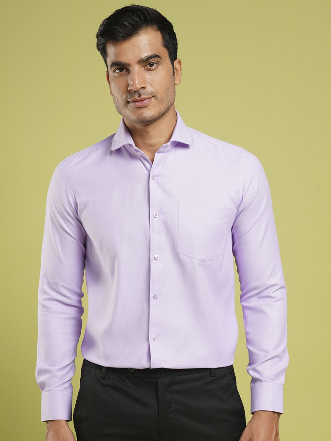 

John Philips Men Slim Fit Opaque Formal Shirt, Lavender