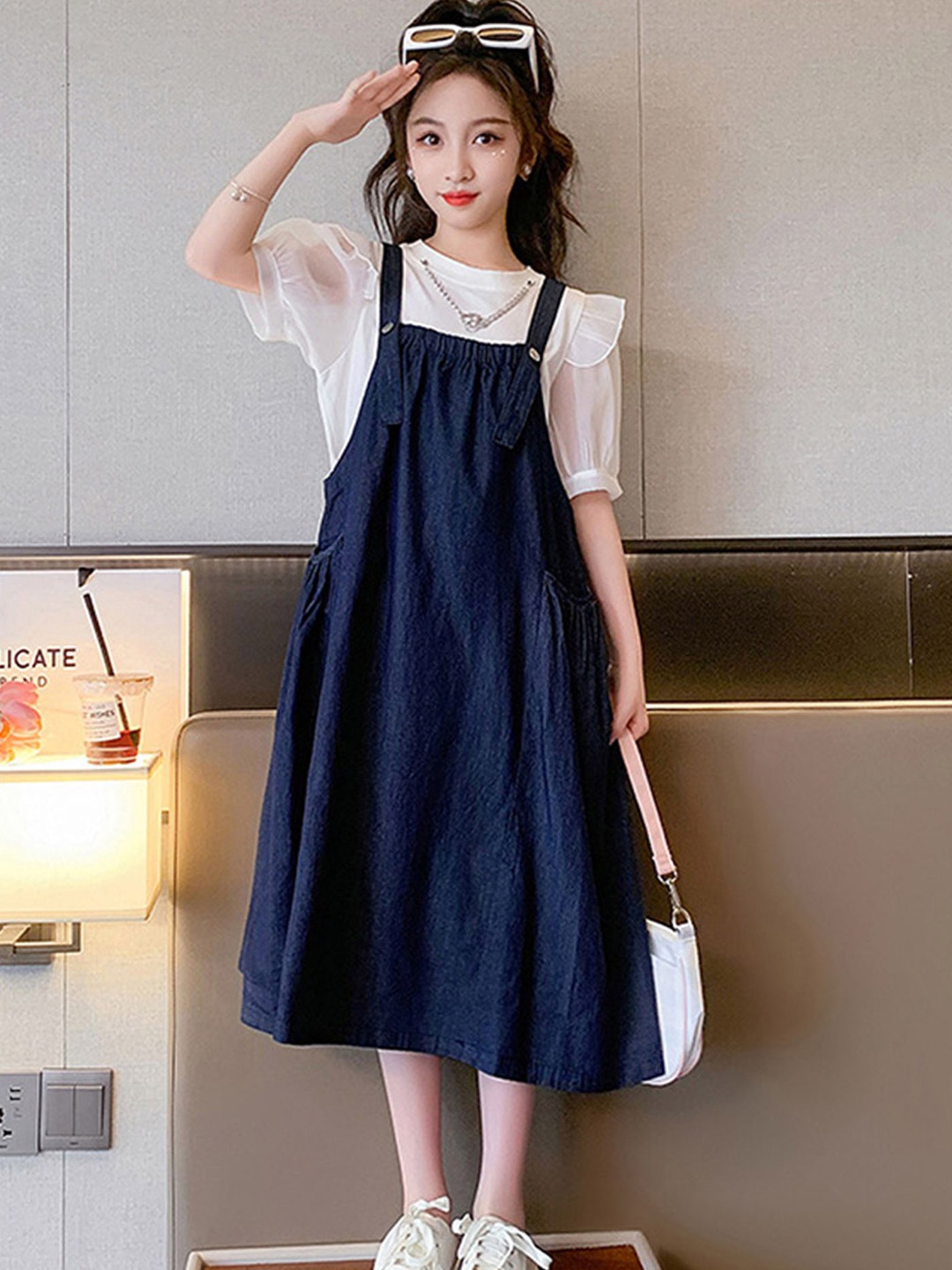 

LULU & SKY Girls Top with Skirt, Navy blue